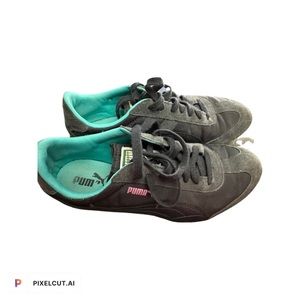 Puma Sport Lifestyle Womens Size 8 Athletic Shoes Black Suede Low Top Sneakers